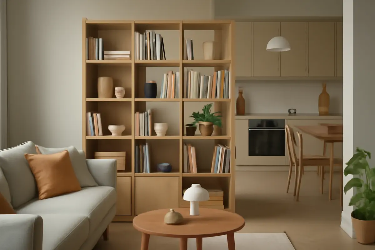 Librerie divisorie tra soggiorno e cucina: le soluzioni più efficaci per separare senza chiudere