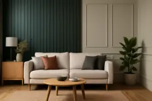 Boiserie moderne invece delle classiche cornici: la scelta sorprendente che trasforma una parete